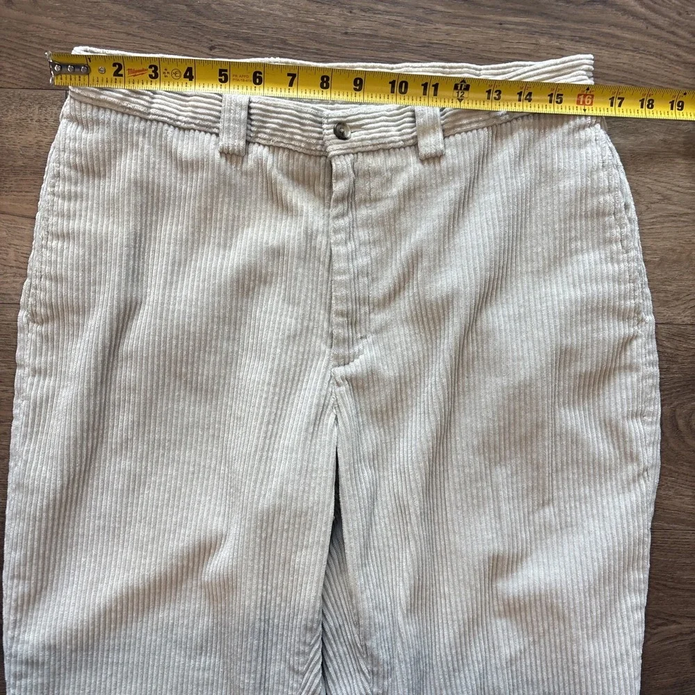 Vtg LL Bean Pants Mens 34x30 Beige Corduroy Chino Baggy Cuffed 90s Skater